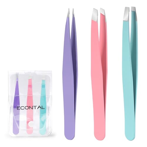 Econtal Pinzas de Depilar para Cejas, Extensiones