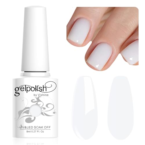 Vishine Esmalte de uñas de gel UV blanco lechoso,