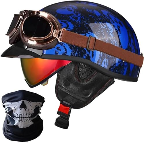 Casco de Motocicleta Retro de Medio Casco,