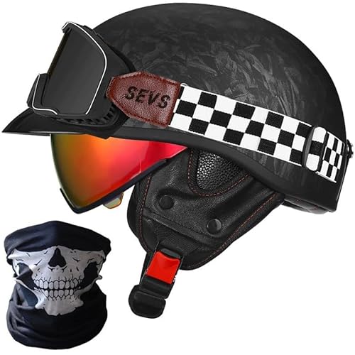 Casco de Motocicleta Vintage de Media Cara,