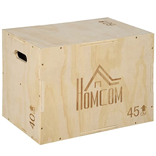 HOMCOM Caja Pliométrica de Madera 3 en 1 Caja de
