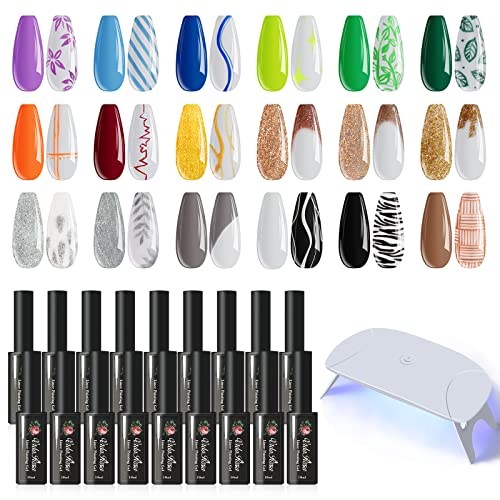 Juego de 4 esmaltes de uñas de gel con lámpara LED