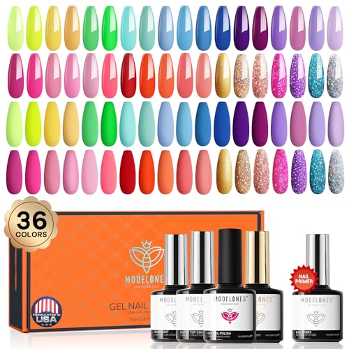 Modelones Kit de Esmalte UV Gel 40 Pcs, 36 Colores