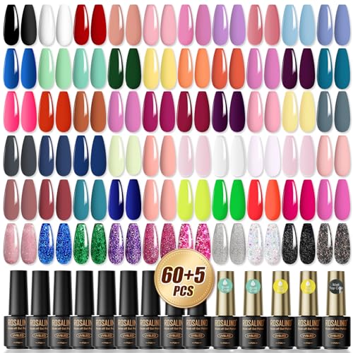 ROSALIND 65 Pcs Esmalte Semipermanente, 60 Colors