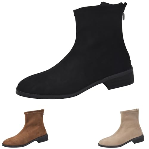 Botines para mujer, forrados en negro, elegantes,
