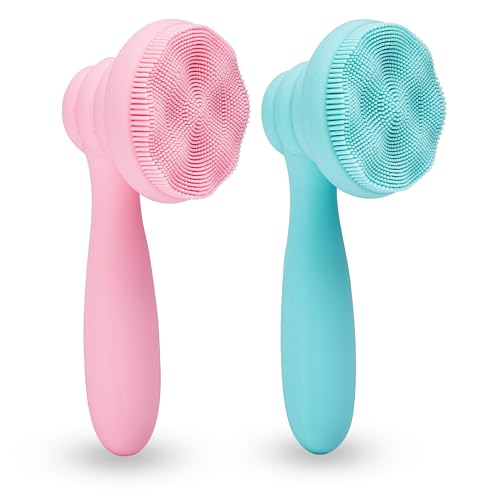 2 cepillos de limpieza facial de silicona, cepillo