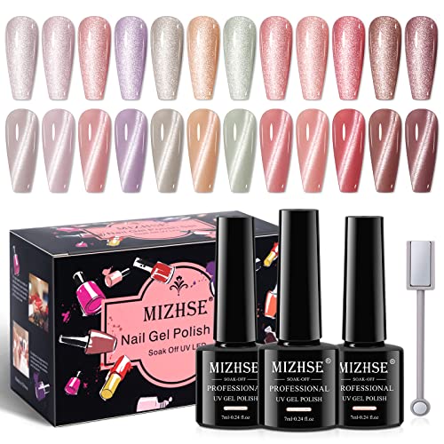 MIZHSE Juego de esmaltes de uñas de gel UV de ojo