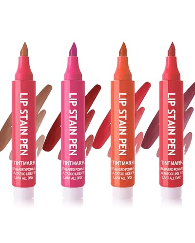 Lip Stain Pen Impermeable - 4Pcs Tinte Labios Mate