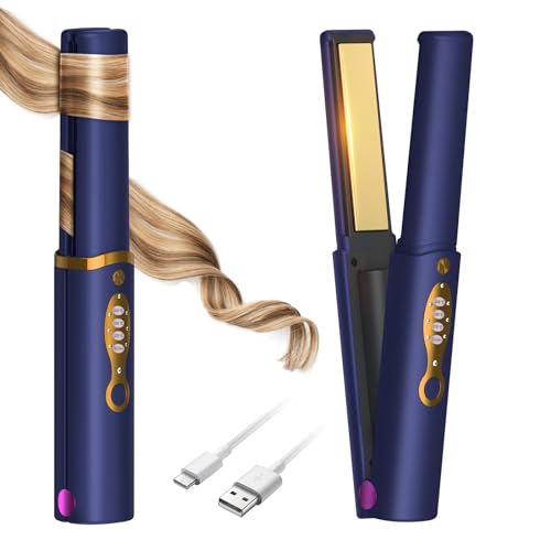 OBEST Mini Planchas de Pelo Inalámbrica, 2en1