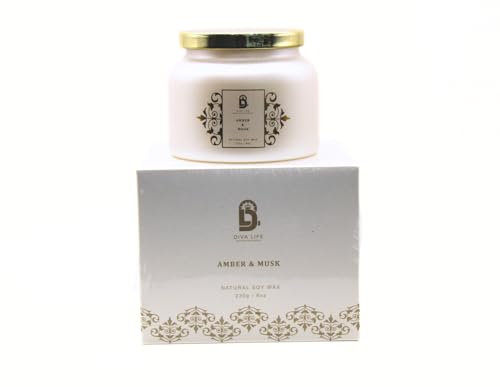 Vela en tarro de cristal de almizcle ámbar, velas