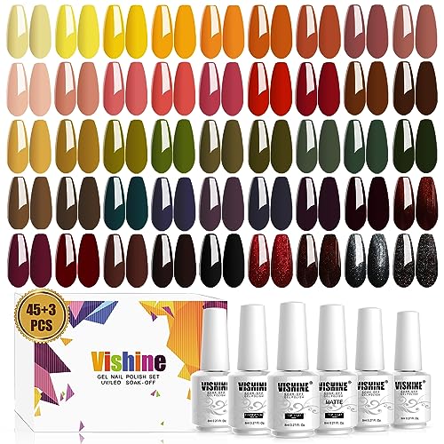 Vishine Set de Esmalte UV, 48 Piezas con Base, Top