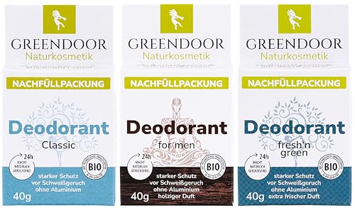 GREENDOOR Desodorante Refill System, 3 x 40 g