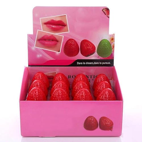 24 Piezas de Bálsamo Labial en Forma de Fresa,