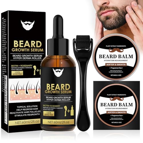 Crece Barba Kit, Aceite Barba, Balsamo Barba, con