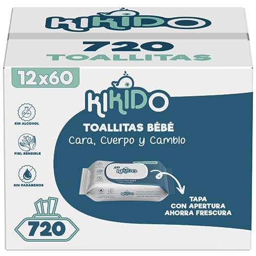 Kikido Toallitas Bebé Húmedas - 720 Unidades, 12