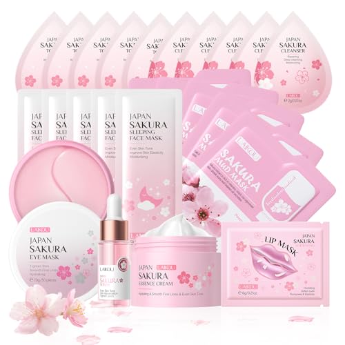 LAIKOU Japan Sakura Skin Care Set, 24 Kit Skincare