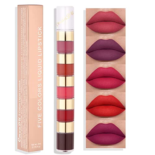 5 en 1 Kit de lápiz labial mate Combo Strip Velvet