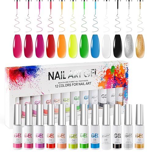 AIJIMEI Nail Art Gel Liner Set-12 Colores Esmaltes