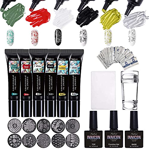 Kit de estampado de uñas con esmalte de estampado,