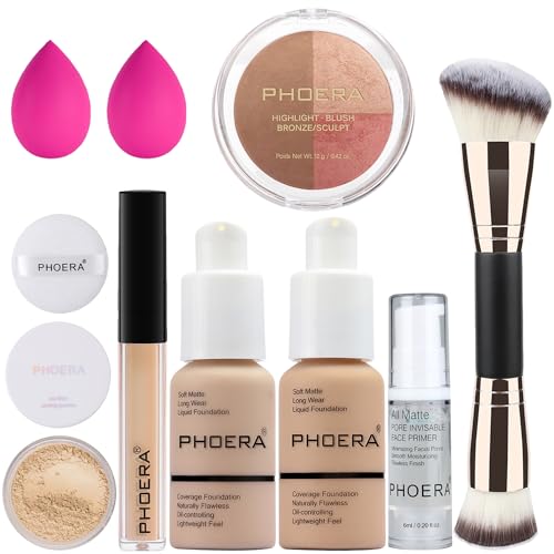 PHOERA Base de maquillaje, cobertura total, paleta