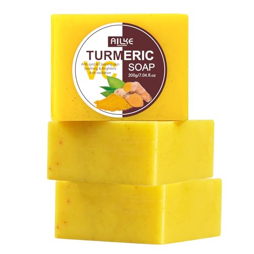AILKE - Barra de jabón blanqueador de cúrcuma para