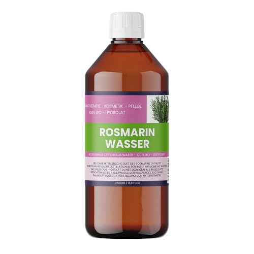 Agua de romero orgánica de 500 ml, 100% natural y
