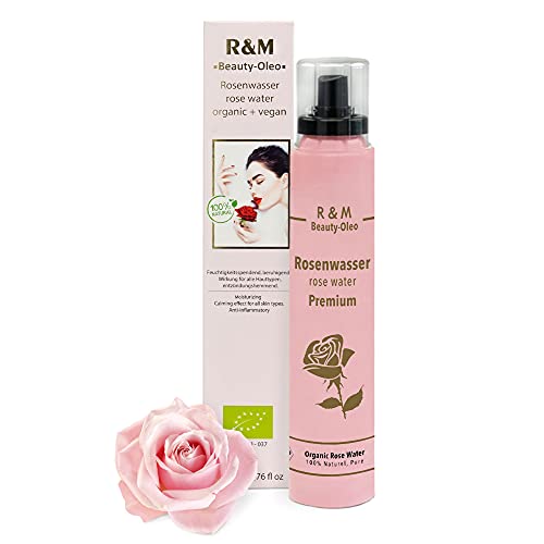 R&M Agua de rosas orgánica - 100% Tónico facial,