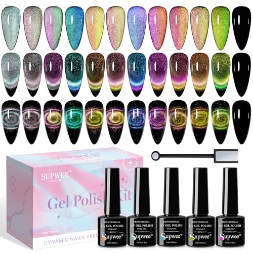 SUPWEE Esmalte de uñas de gel de ojo de gato 9D