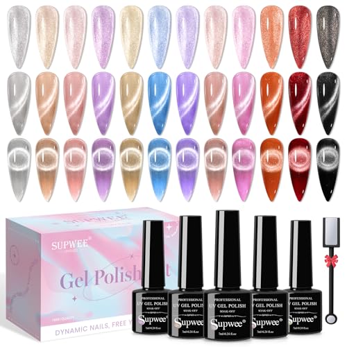 SUPWEE Juego de esmaltes de uñas de gel de ojo de