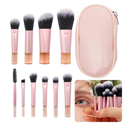 Juego de 10 mini brochas de maquillaje con bolsa